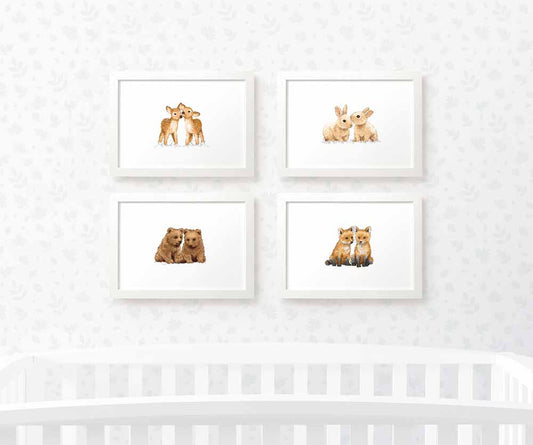 Gender Neutral Baby Nursery Decor Animal Family Personalised Name Prints