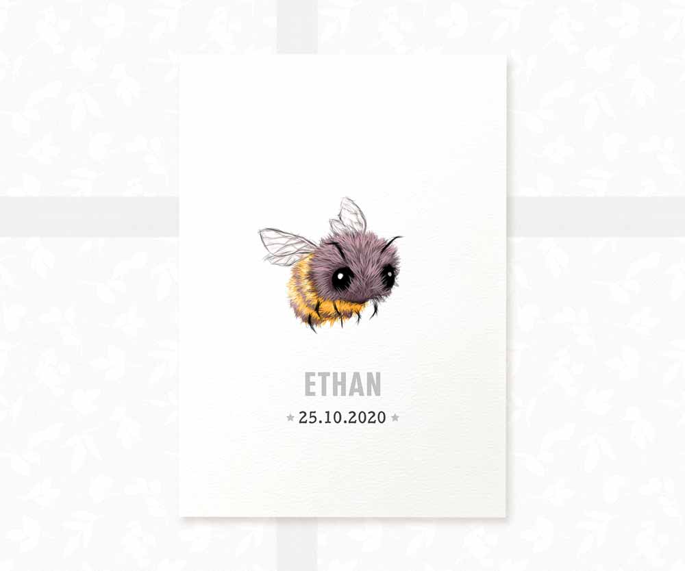 Bumble Bee Personalised Baby Name Print