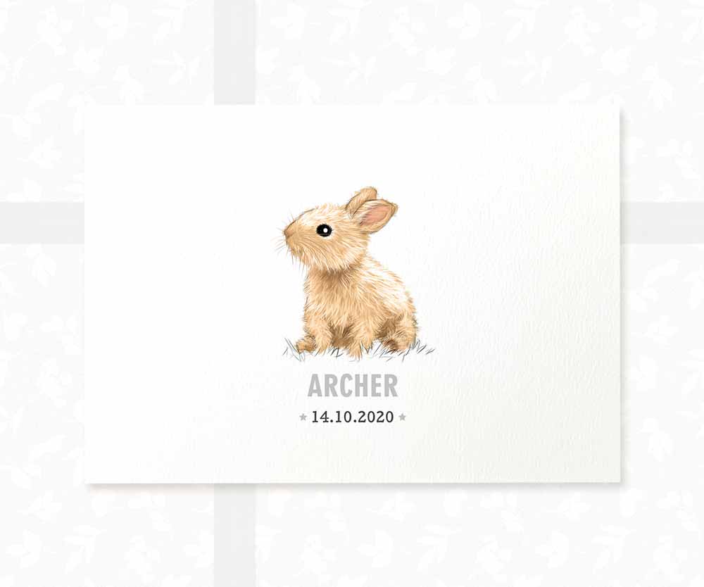Rabbit Personalised Baby Name Print