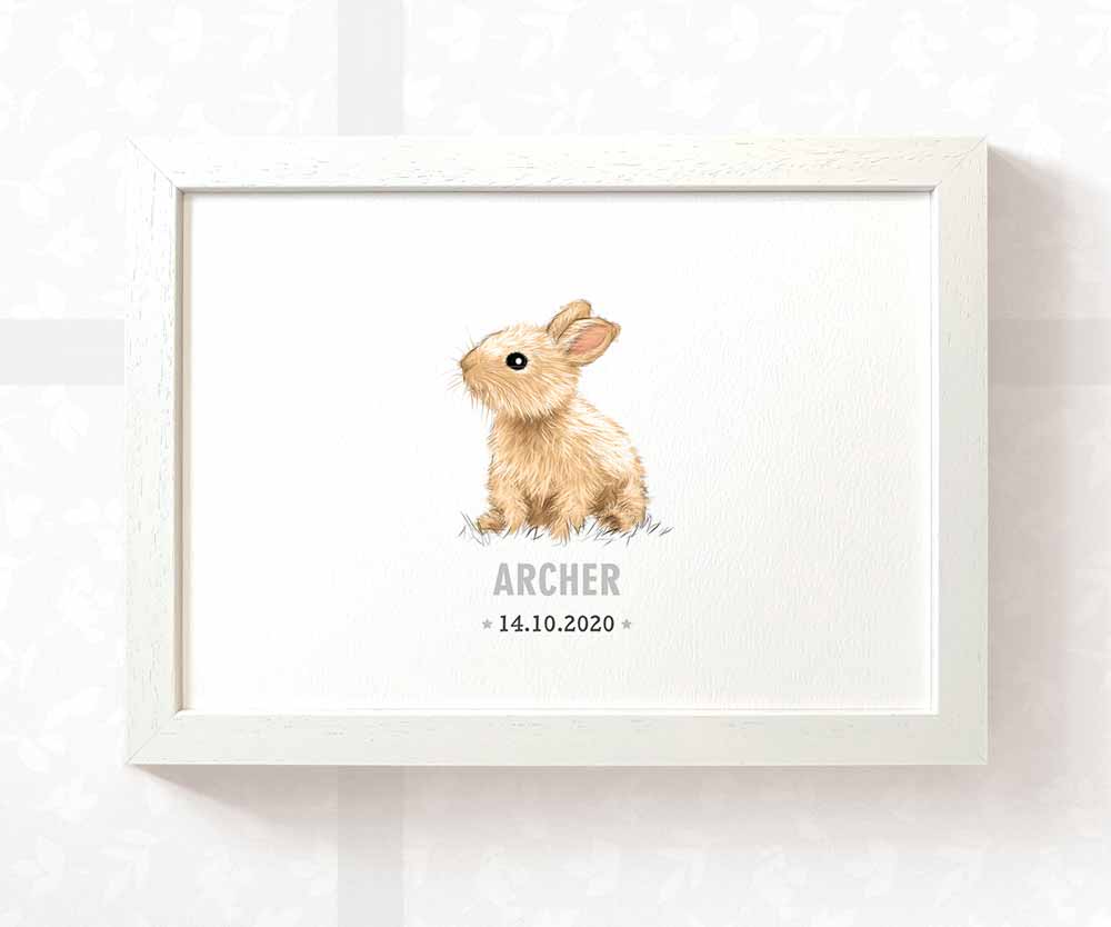 Rabbit Personalised Baby Name Print