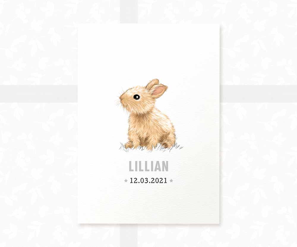Rabbit Personalised Baby Name Print