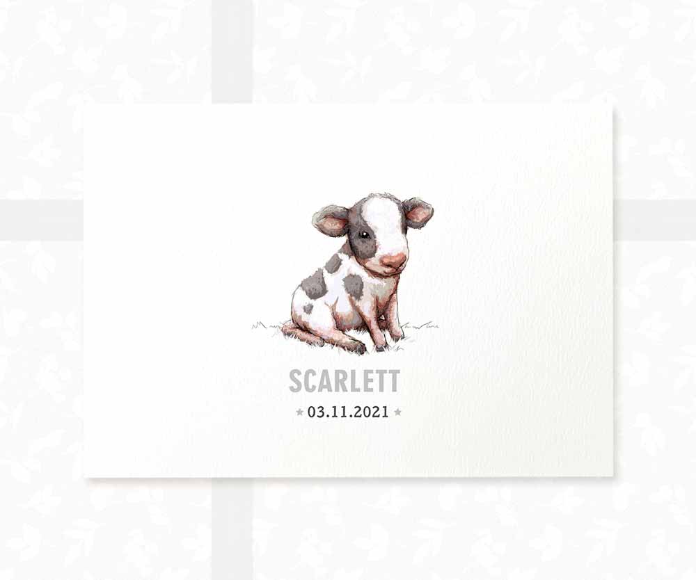 Cow Personalised Baby Name Print