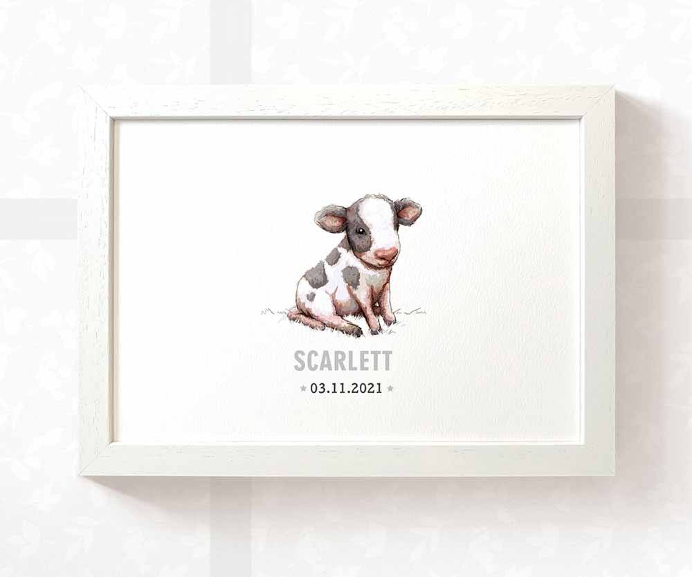 Cow Personalised Baby Name Print