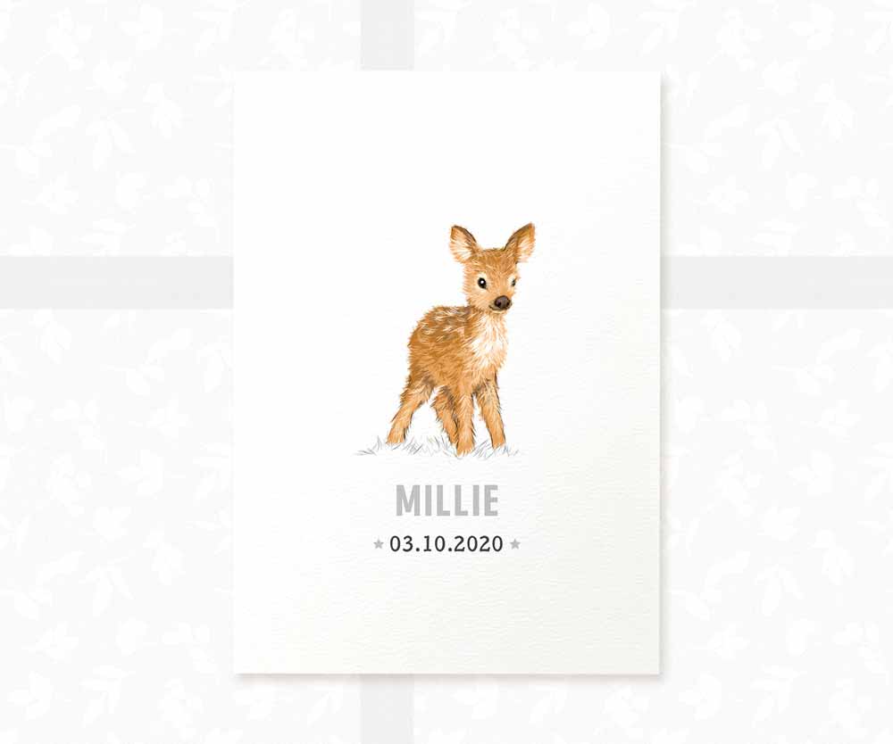Deer Personalised Baby Name Print