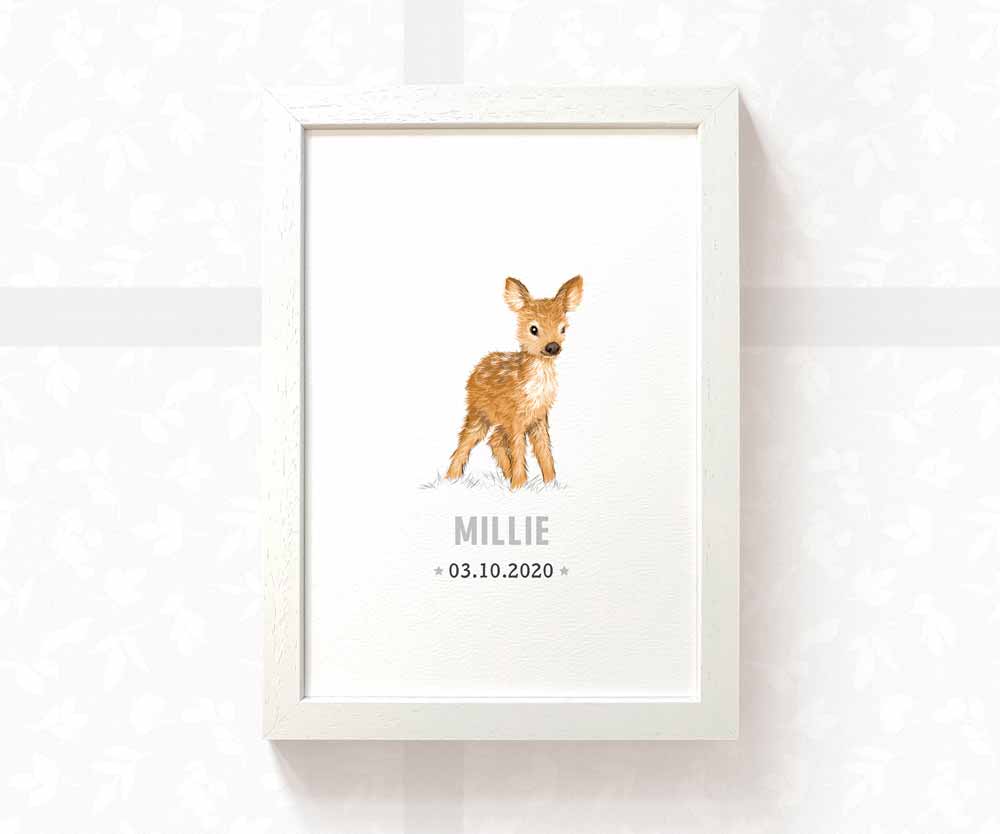 Deer Personalised Baby Name Print