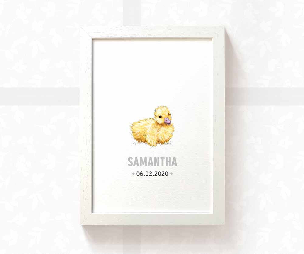 Duckling Personalised Baby Name Print