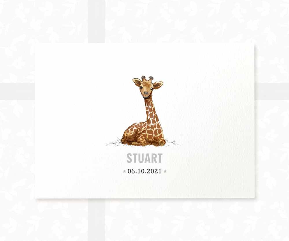 Giraffe Personalised Baby Name Print