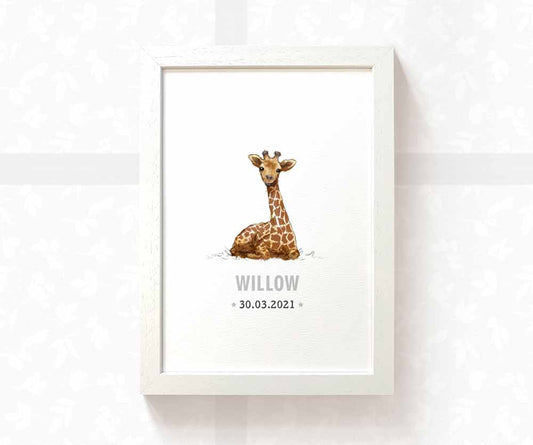 Giraffe Personalised Baby Name Print