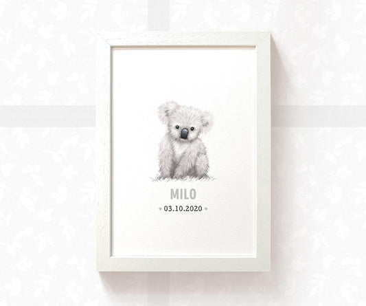 Koala Personalised Baby Name Print
