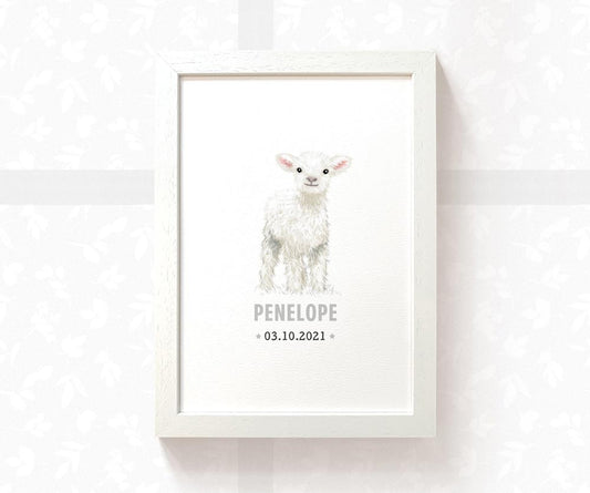 Lamb Personalised Baby Name Print