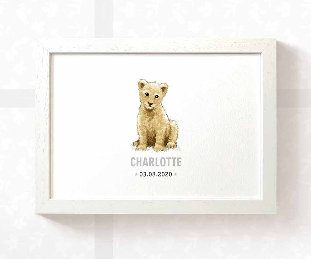 Lion Personalised Baby Name Print