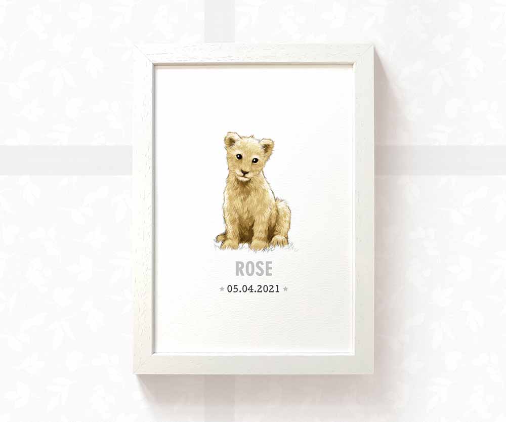 Lion Personalised Baby Name Print