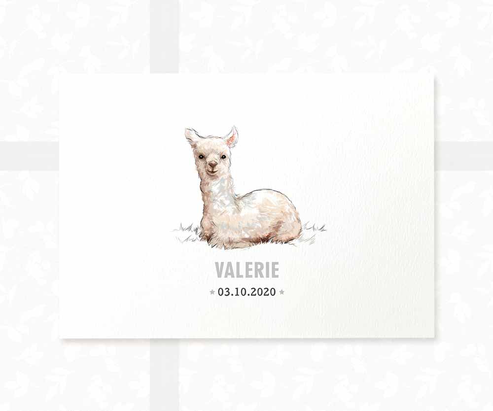 Llama Personalised Baby Name Print