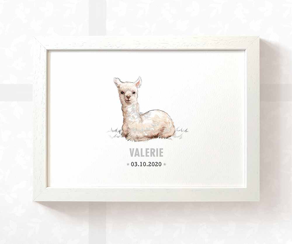Llama Personalised Baby Name Print