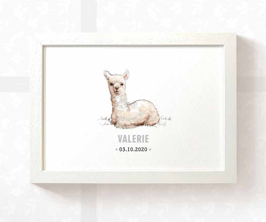 Llama Personalised Baby Name Print