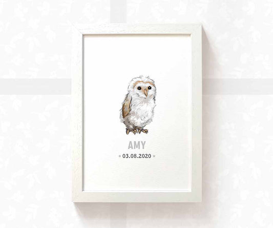 Owl Personalised Baby Name Print