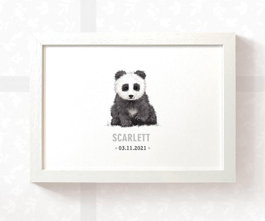 Panda Personalised Baby Name Print