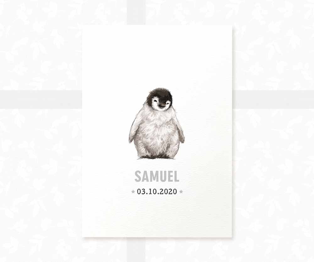 Penguin Personalised Baby Name Print