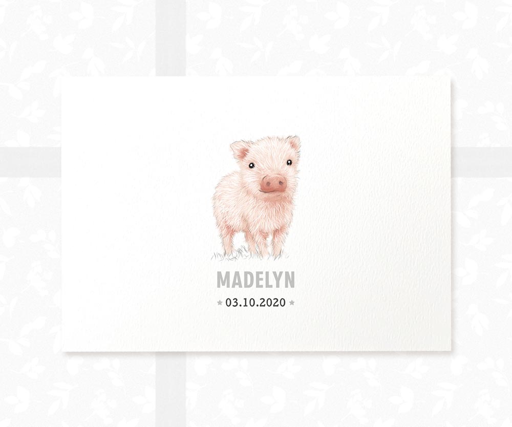Pig Personalised Baby Name Print