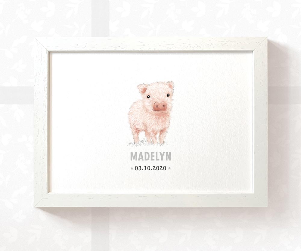 Pig Personalised Baby Name Print