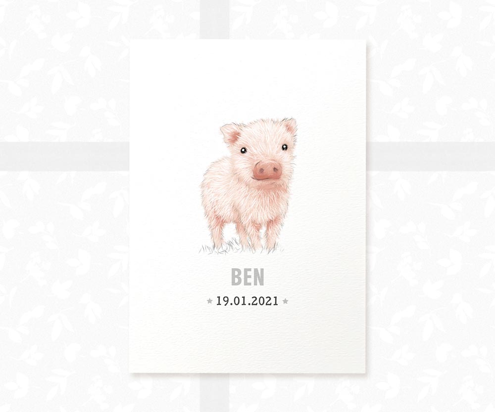 Pig Personalised Baby Name Print