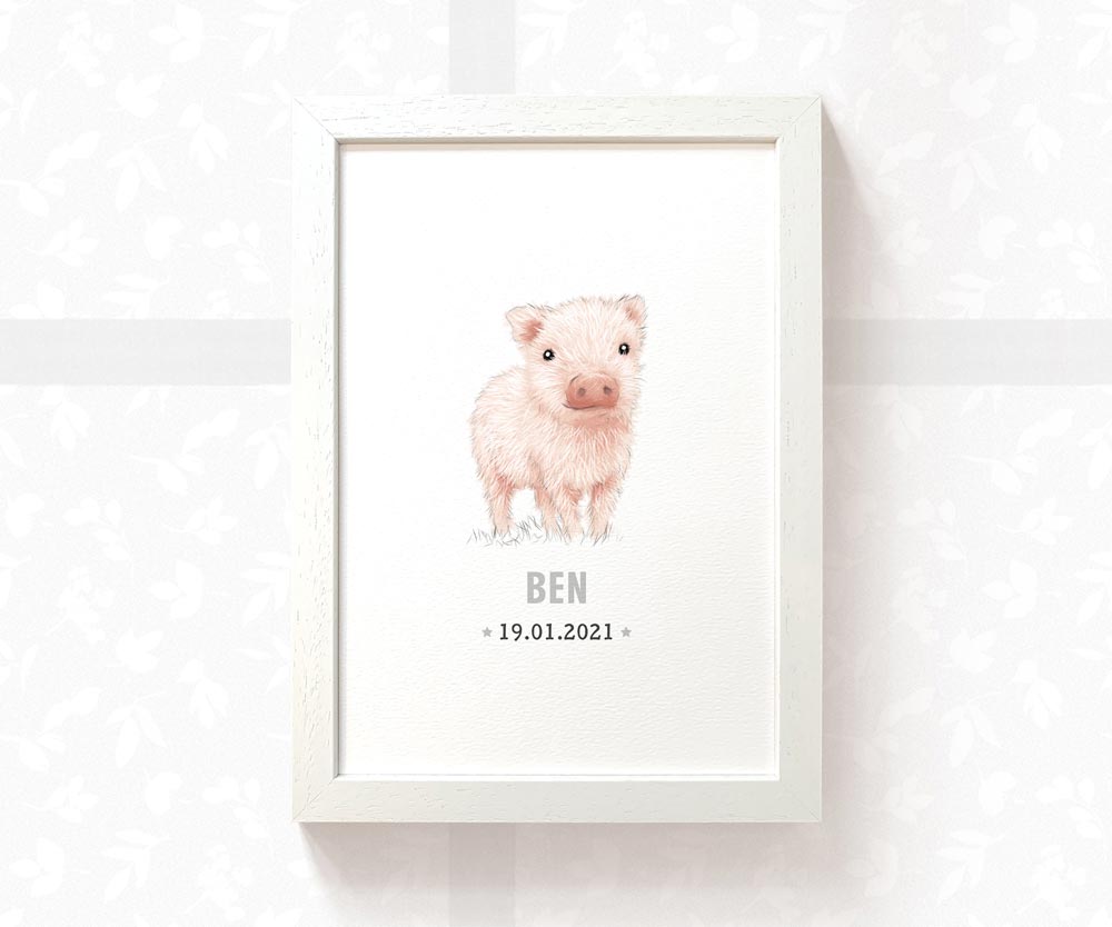 Pig Personalised Baby Name Print