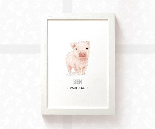 Pig Personalised Baby Name Print