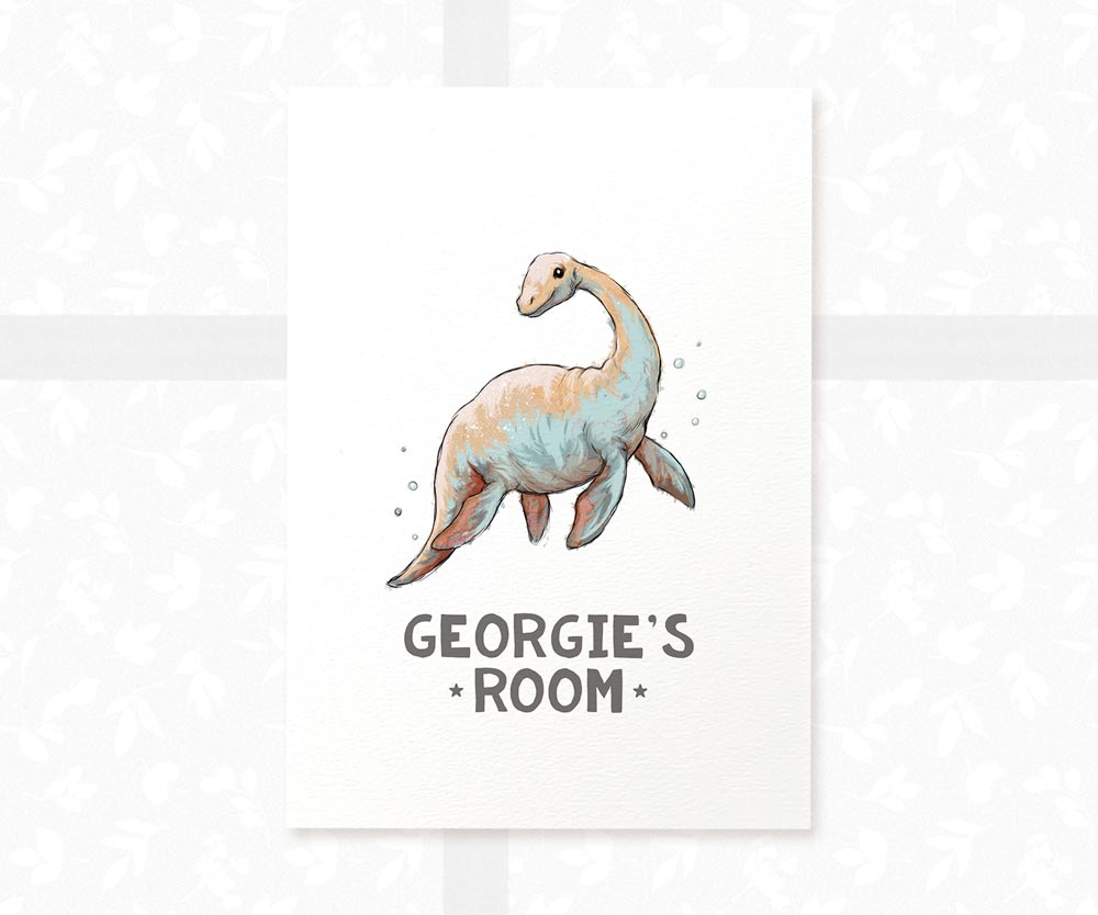 Plesiosaur Bedroom Sign Dinosaur Print