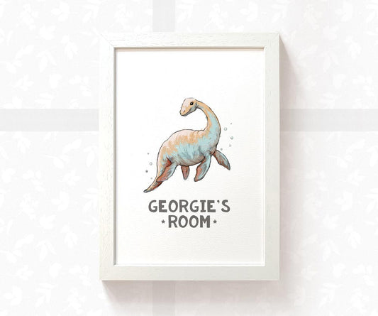 Plesiosaur Bedroom Sign Dinosaur Print