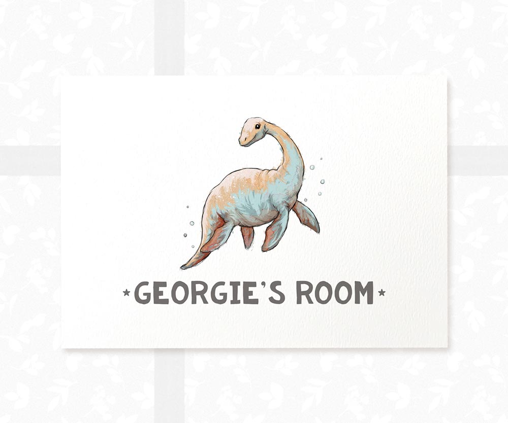 Plesiosaur Bedroom Sign Dinosaur Print