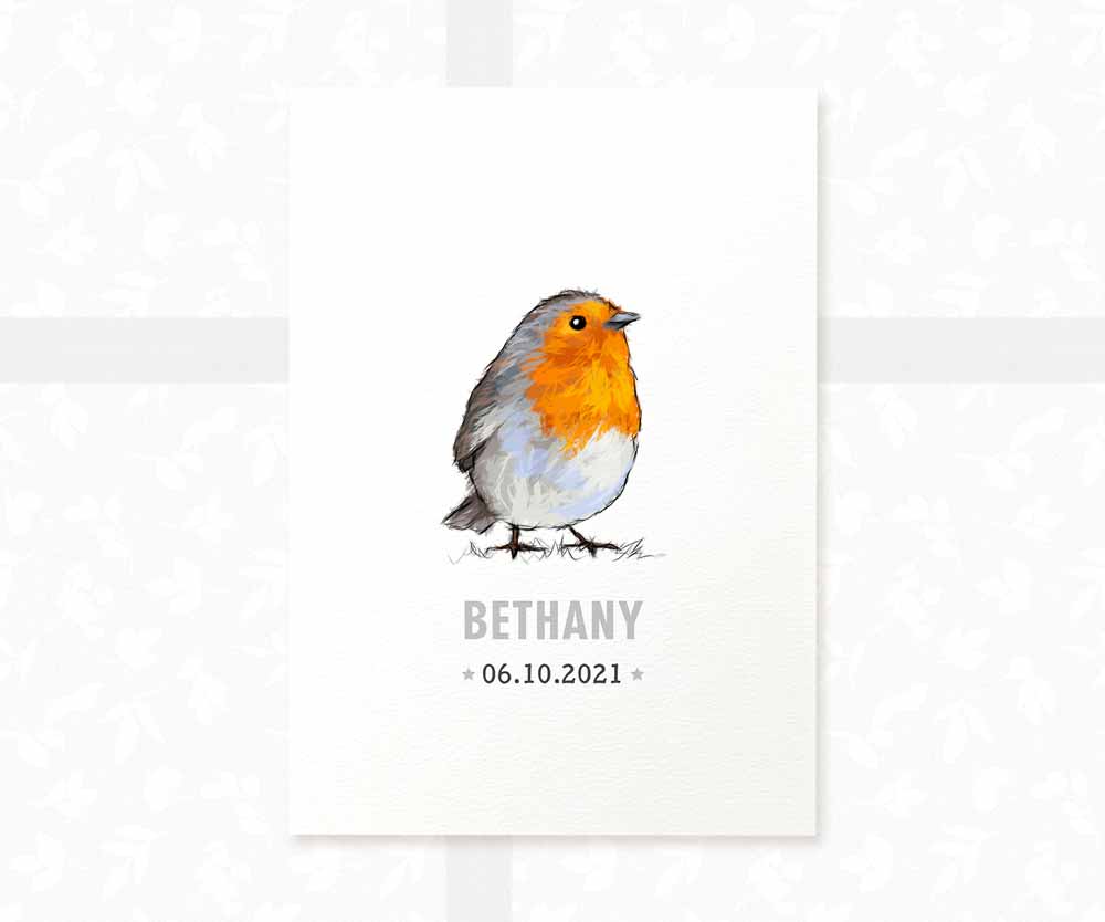 Robin Personalised Baby Name Print
