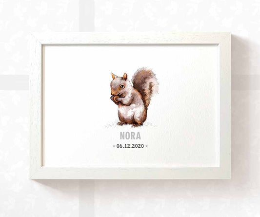 Squirrel Personalised Baby Name Print