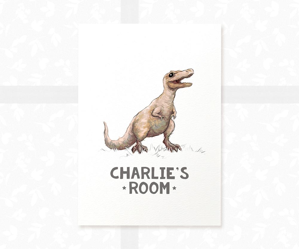 T-Rex Bedroom Sign Dinosaur Print