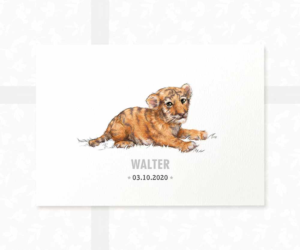 Tiger Personalised Baby Name Print