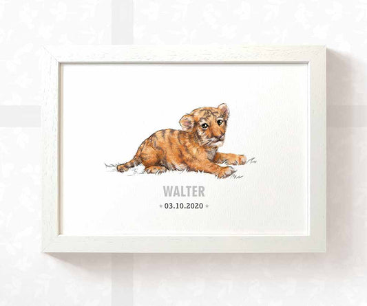 Tiger Personalised Baby Name Print