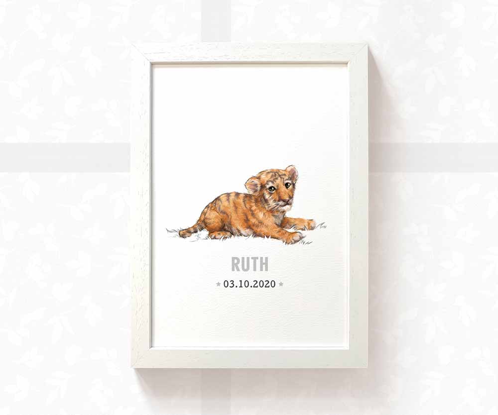 Tiger Personalised Baby Name Print