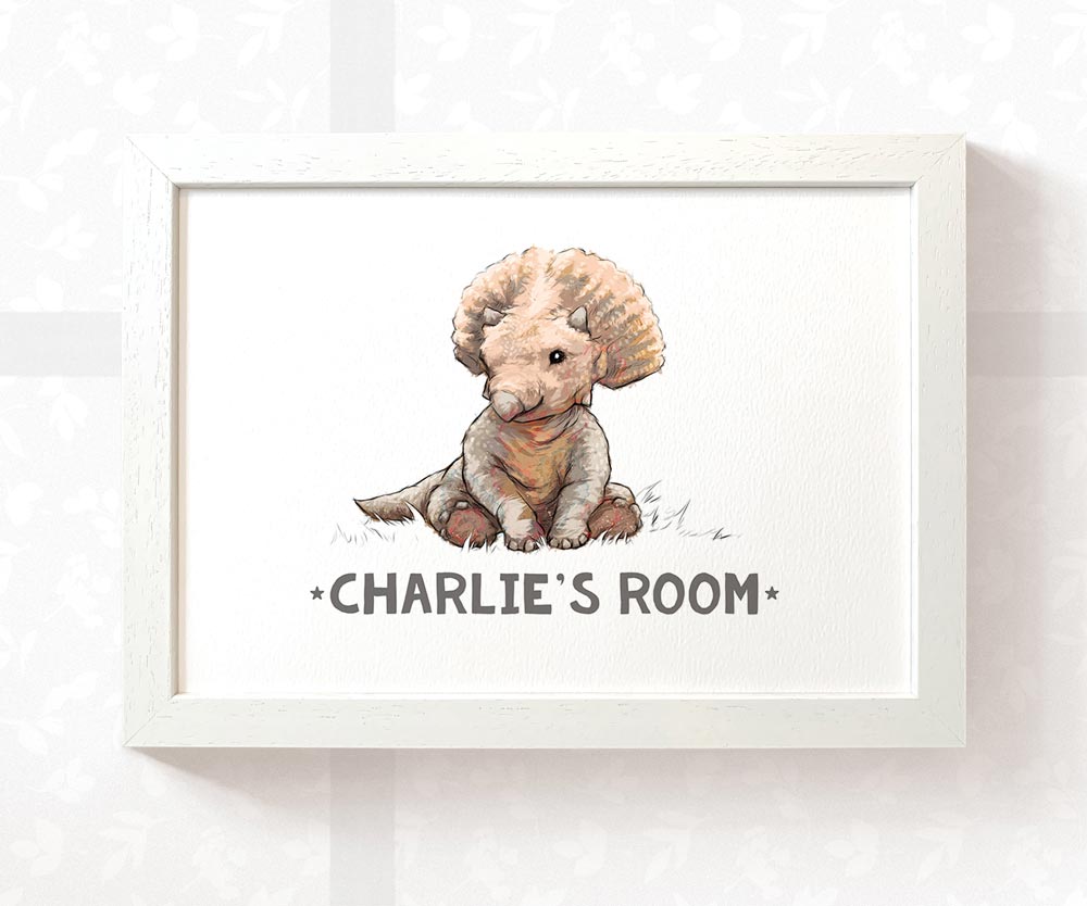 Triceratops Bedroom Sign Dinosaur Print