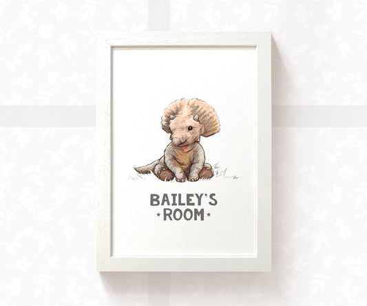 Triceratops Bedroom Sign Dinosaur Print