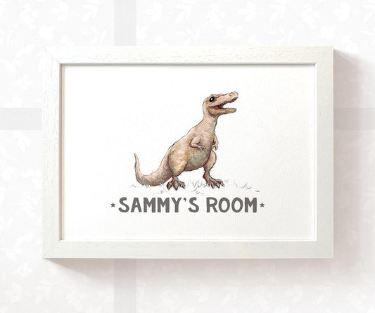 T-Rex Bedroom Sign Dinosaur Print