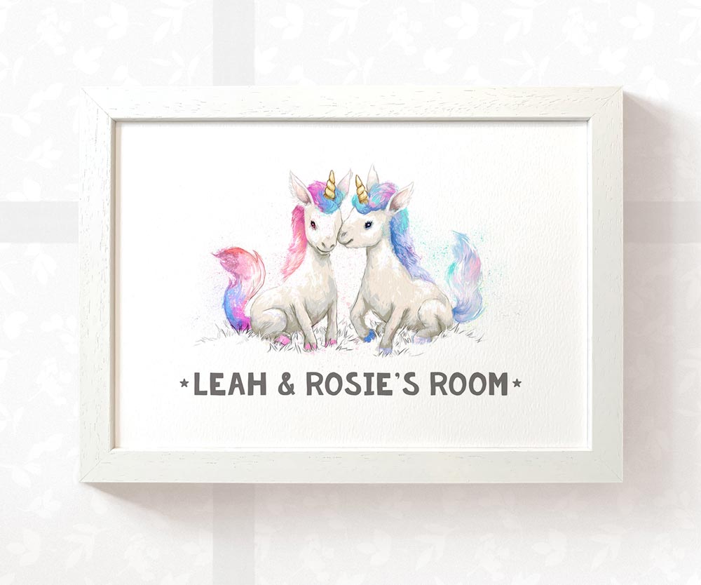 Unicorn Twin Bedroom Sign Name Print