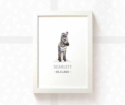 Zebra Personalised Baby Name Print