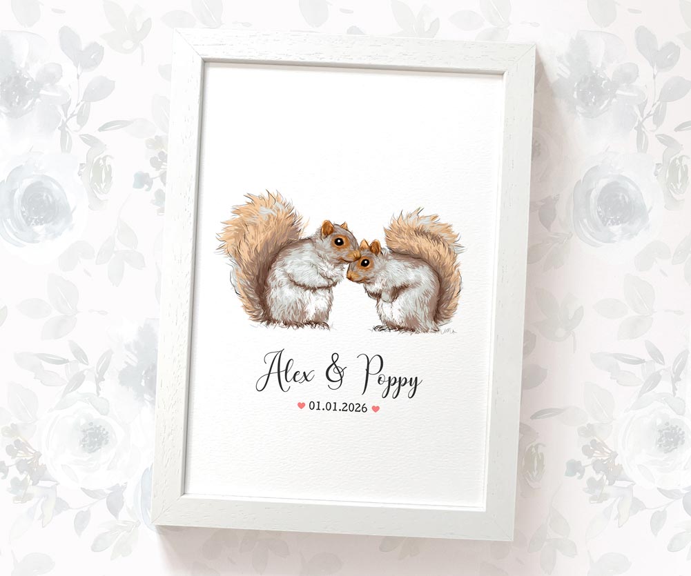 Squirrel couple anniversary gift art
