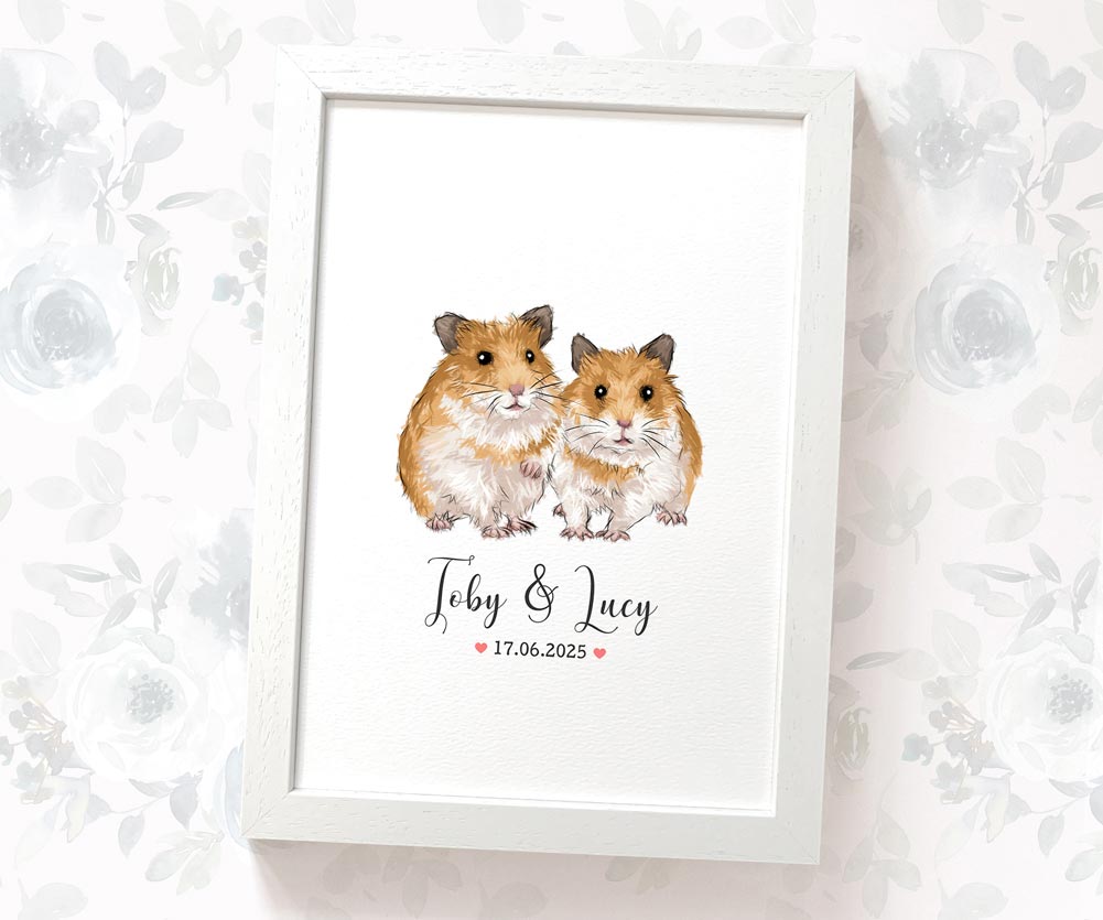 Custom hamster wedding art with names