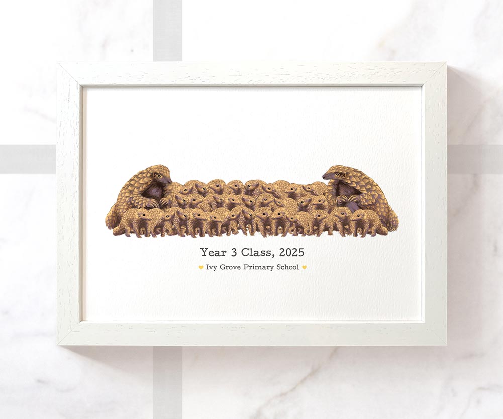 Custom pangolin teacher print with class names