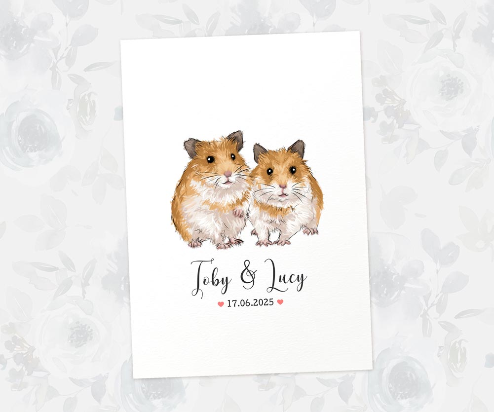 Adorable hamster love print with hearts