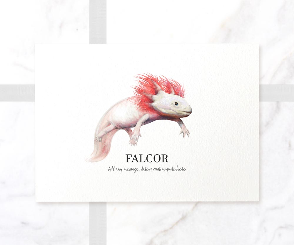 Axolotl Aquarium Decor Poster New Pet Portrait Memorial Loss Christmas Gift Name Custom Wall Art Print