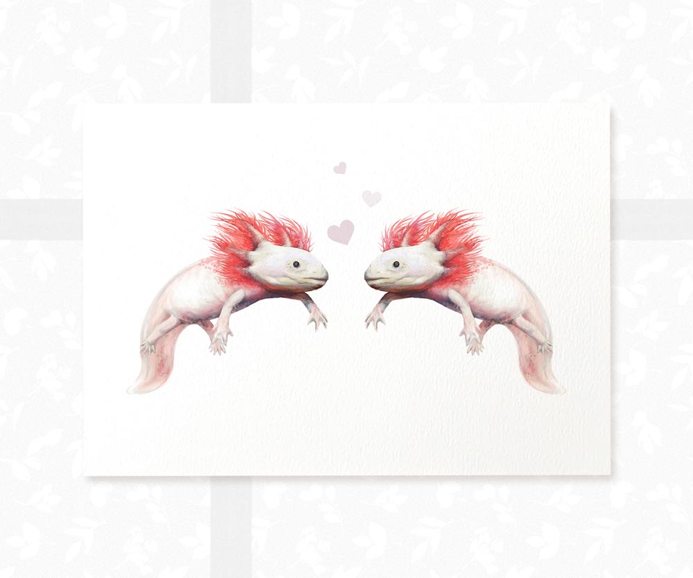 Axolotl Couple Heart Print