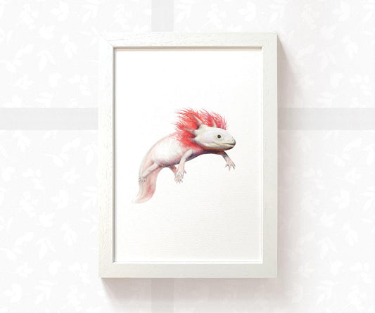 Pink Axolotl Nursery Print