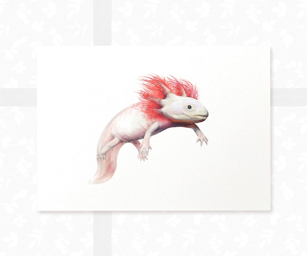 Pink Axolotl Nursery Print