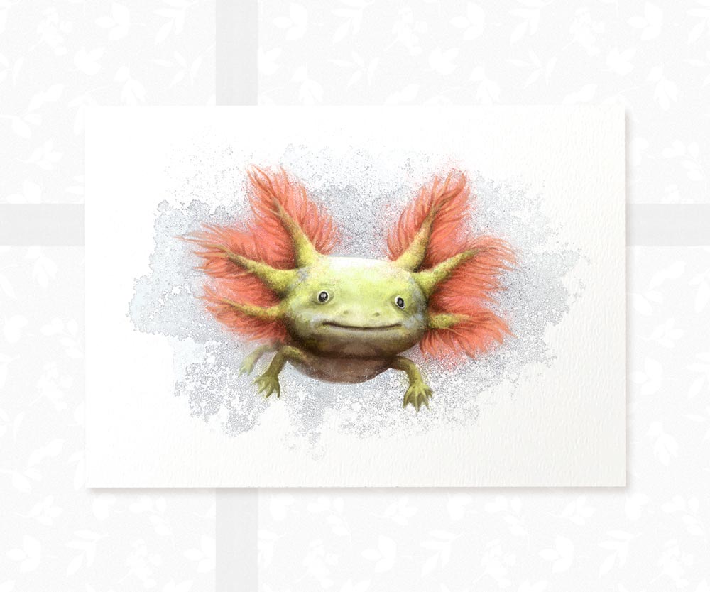Green Axolotl Nursery Print